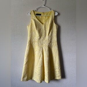 Black Label by Evan Picone  | Light yellow Jacquard fit Flare dress size 6